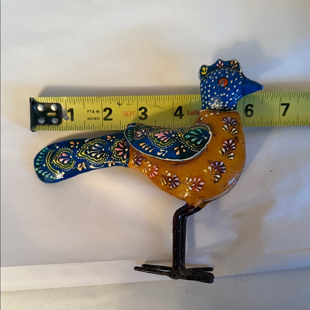 Handcrafted Blue and Orange Decorative Bird Figurine - Picture 9 of 9